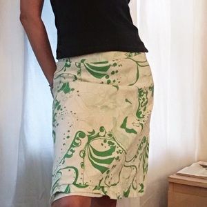 Green + White Patterned Skirt